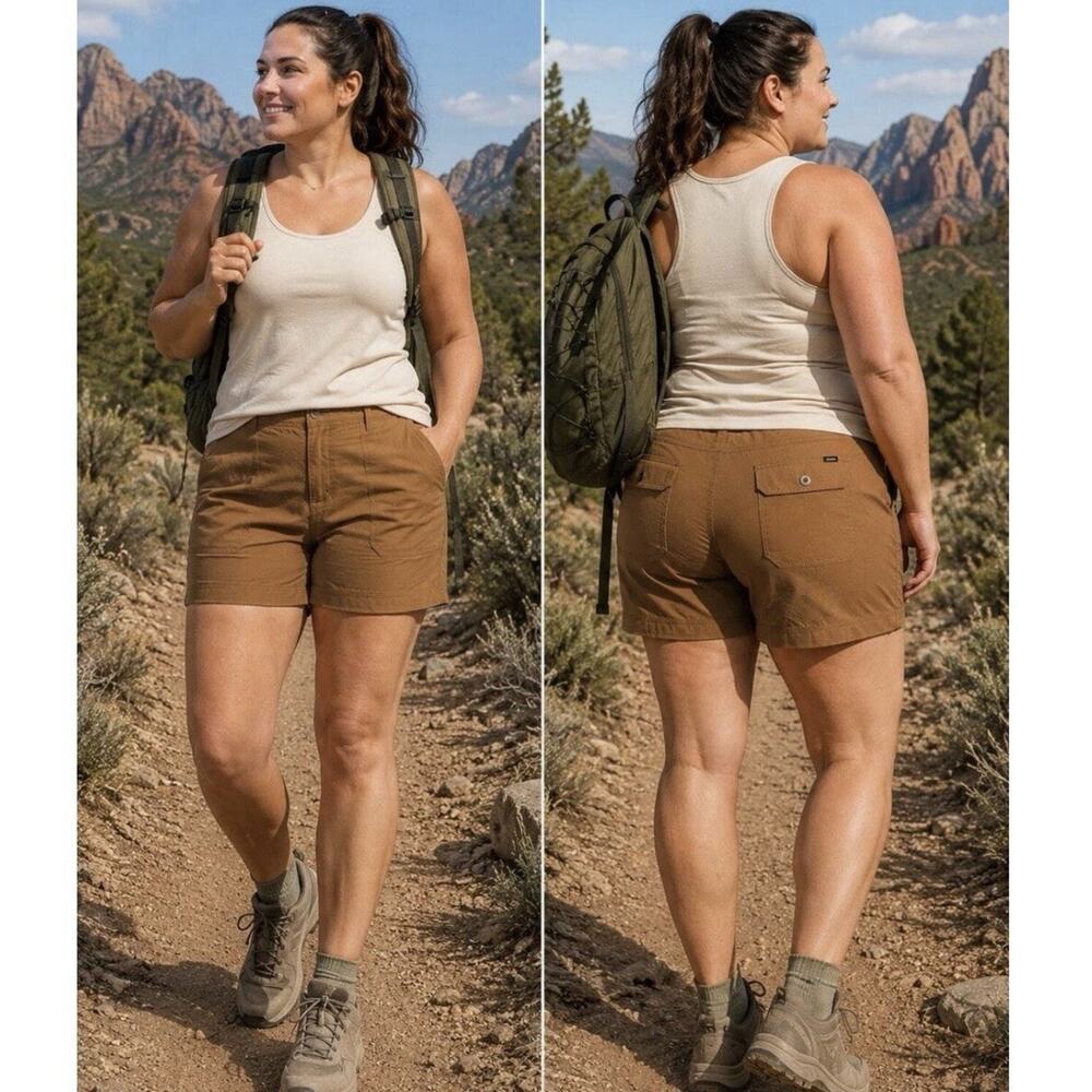 NWT Prana Halle Short Plus II Brown Standard Fit 7in Inseam Sz 22W Outdoor Hike
